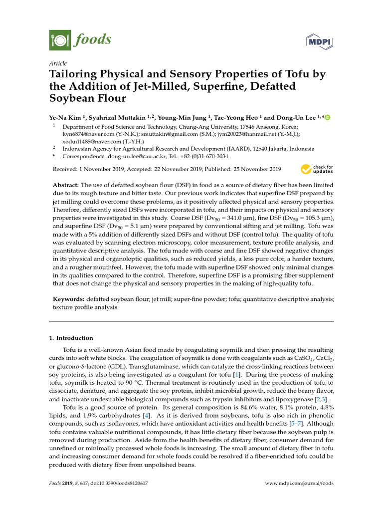 Enhancing Tofu with Superfine Soy Flour | PDF | Tofu | Soybean