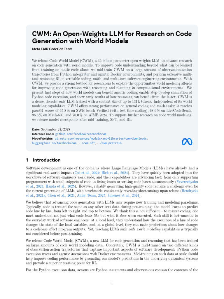 CWM OpenWeight LLM Code | PDF | Function (Mathematics) | Python ...