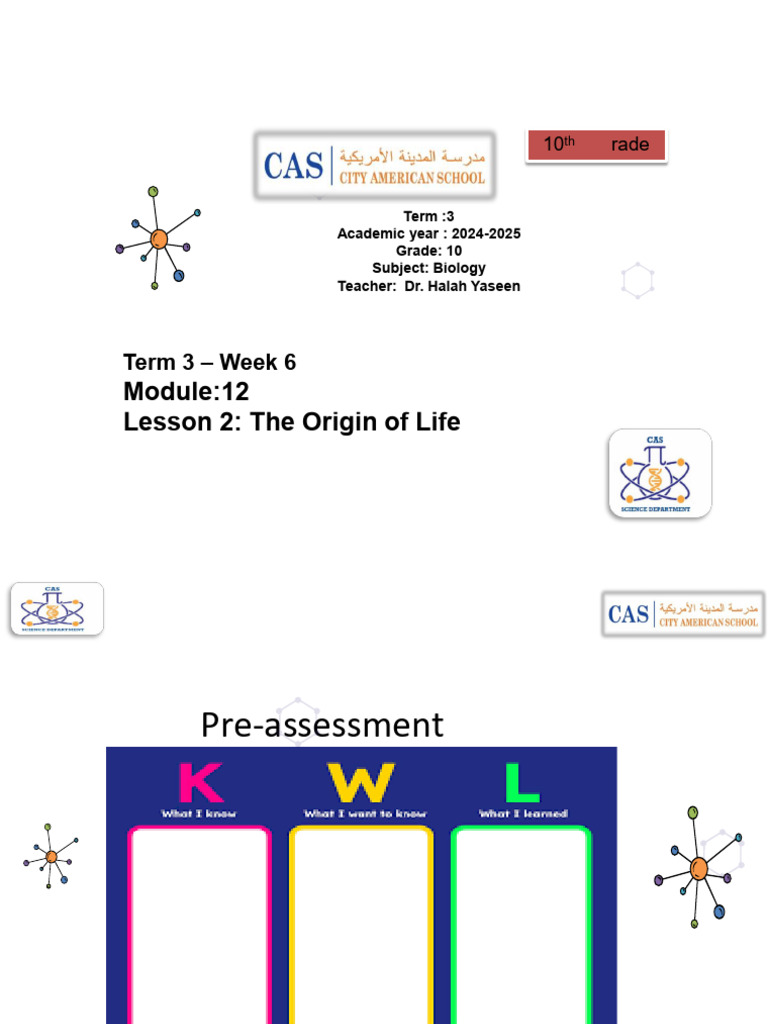 CA Lesson 2 The Origin of Life+Week+6 | PDF | Cell (Biology) | Prokaryote
