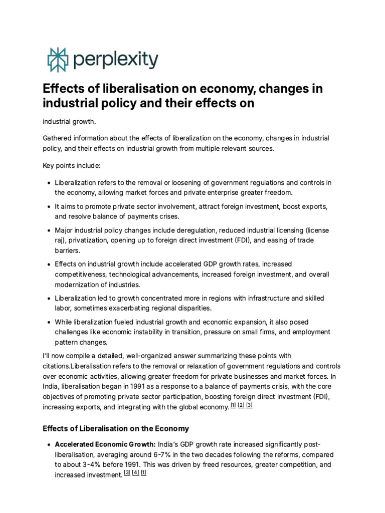 Impact of Liberalization on Industrial Growth | PDF | Economic Growth ...