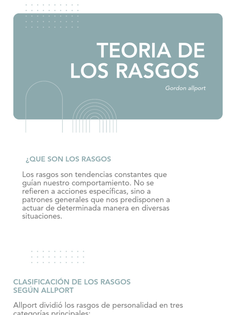 Rasgos Secundarios en la Personalidad | PDF | Teoría | Ciencias del ...