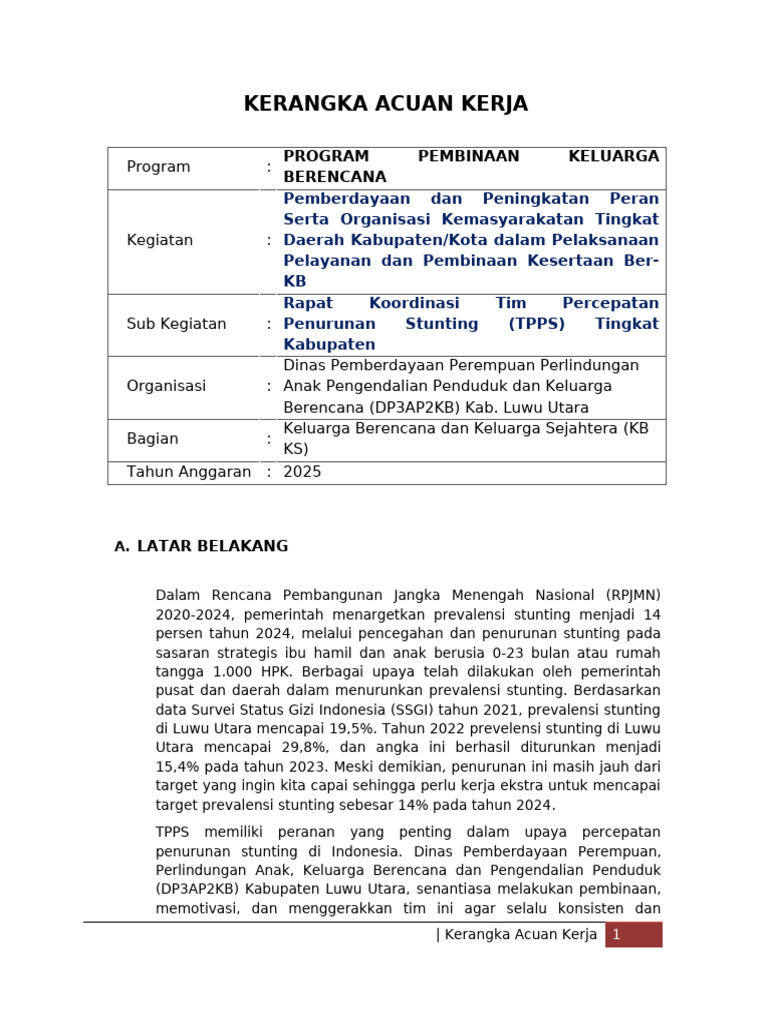 Rapat Koordinasi Penurunan Stunting 2025 | PDF