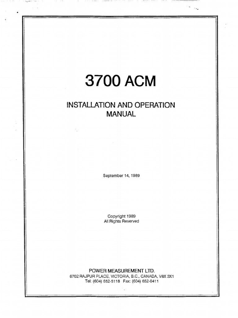 ACM3700 Installation & Operation Manual | PDF