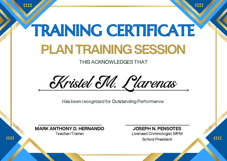 Training Certificate for Mark Anthony Hernando | PDF