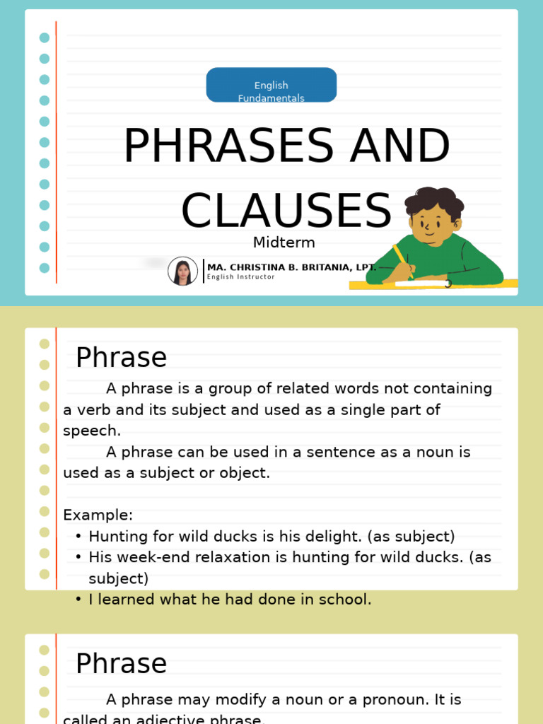 Understanding Phrases and Clauses | PDF | Verb | Adverb