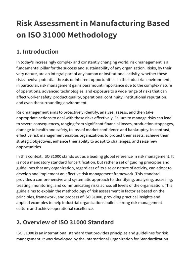ISO 31000 Risk Assessment in Manufacturing | PDF | Risk | Risk Management