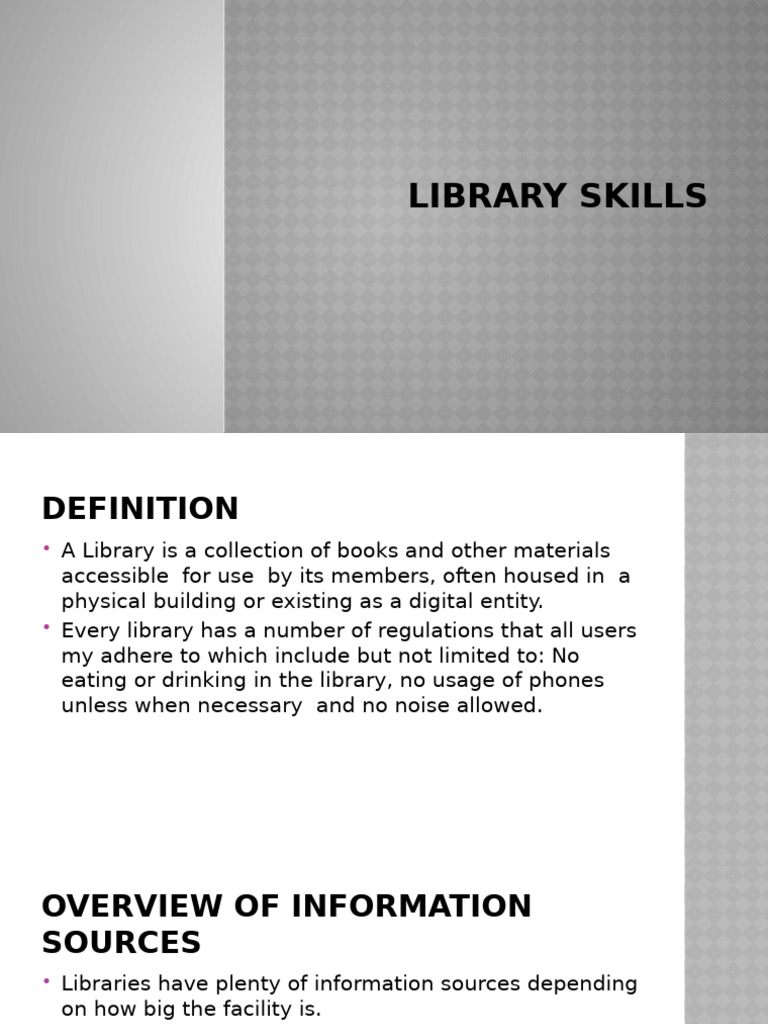Essential Library Skills Overview | PDF