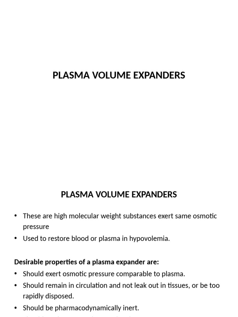 Plasma Volume Expanders | PDF | Blood Plasma | Medical Specialties
