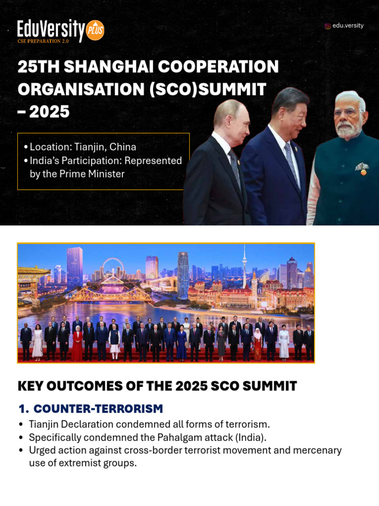 SCO Summit 2025: Key Outcomes and Challenges | PDF | Government ...
