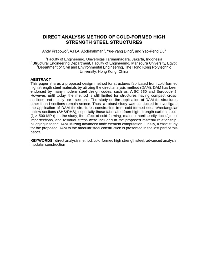 Andy Prabowo - Direct Analysis Method of Cold-Formed High Strength ...