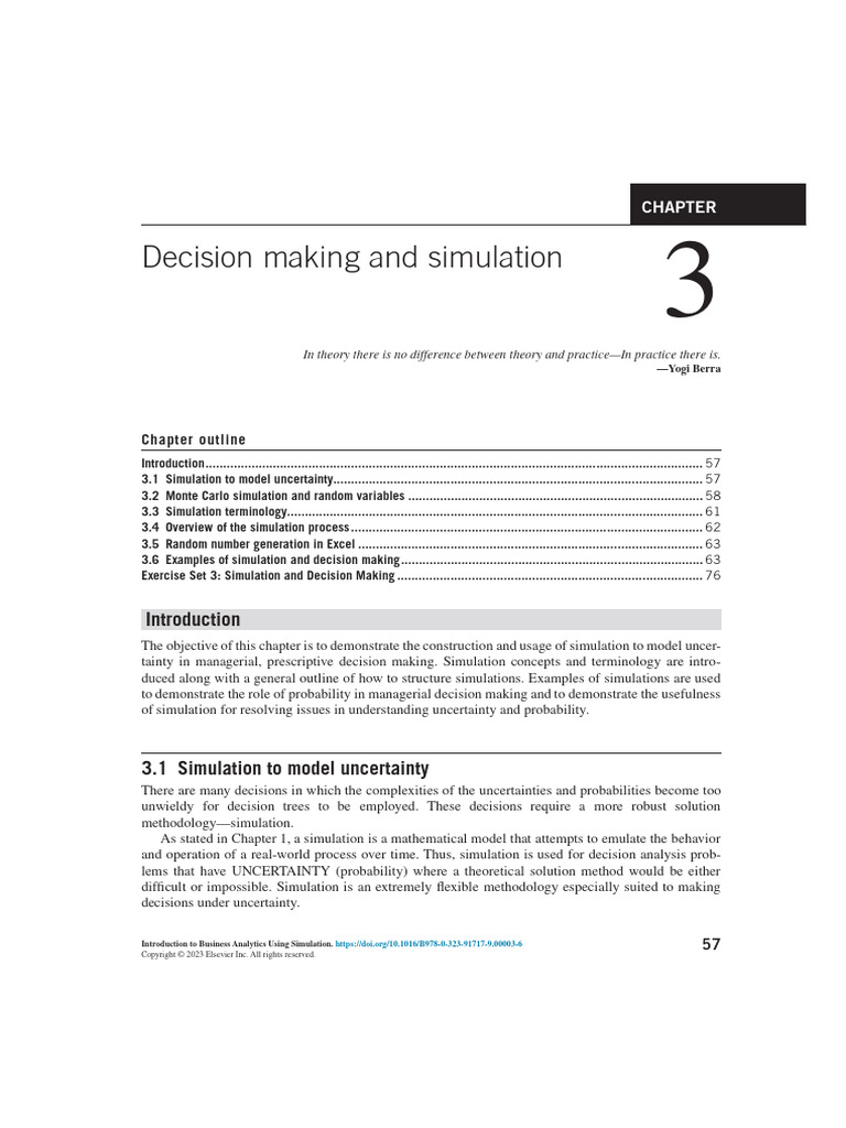 Chap 03 Decision Making and Simulation | PDF | Simulation | Monte Carlo ...