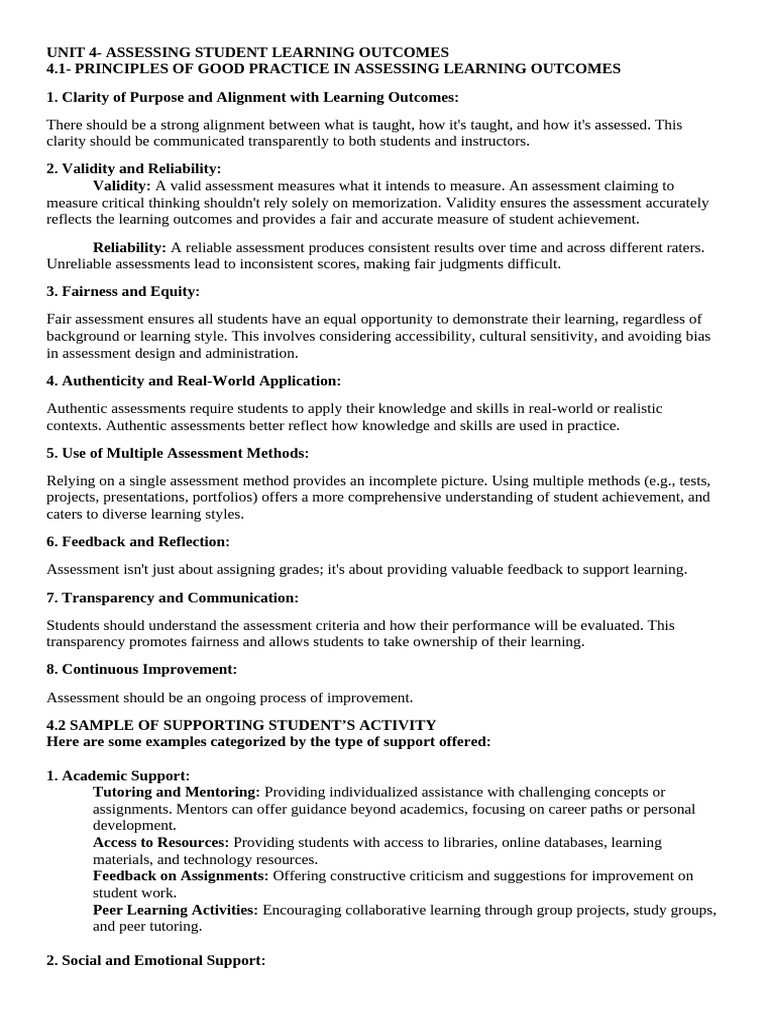 Assessing Student Learning Outcomes Guide | PDF | Educational ...