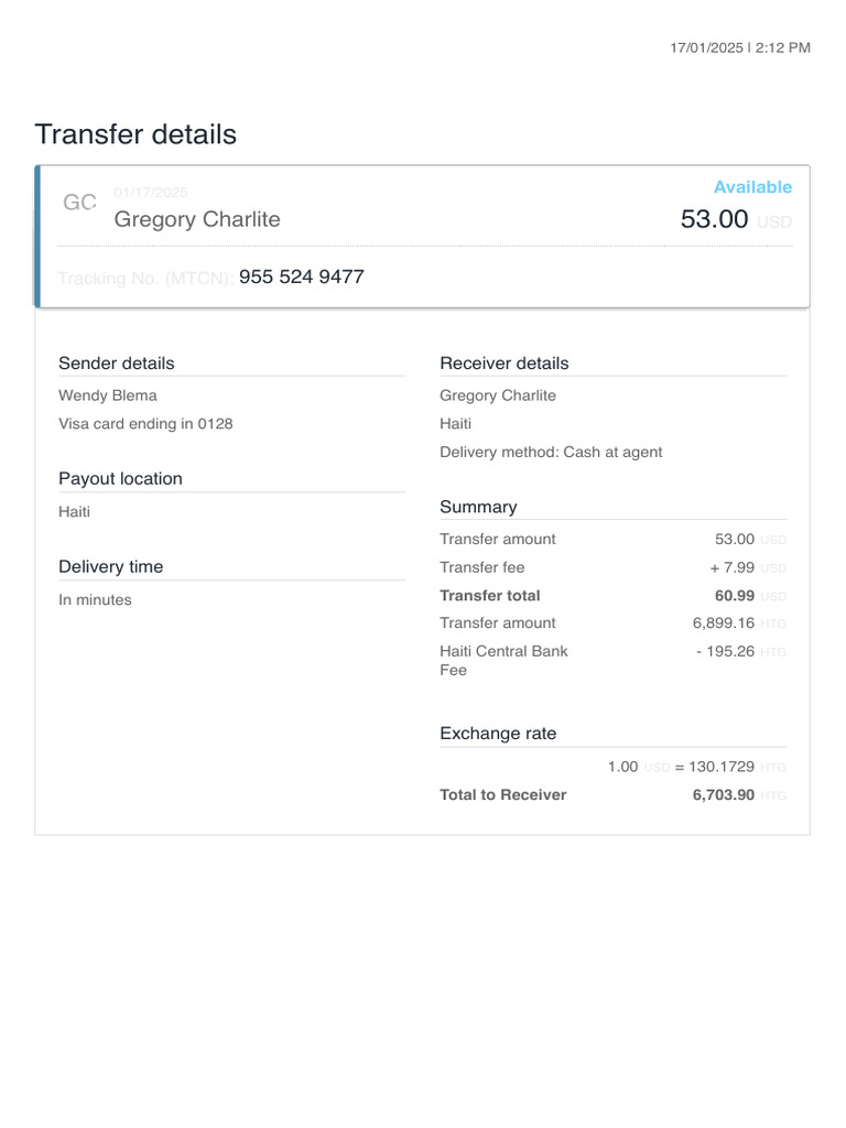 Transfer Details 9555249477 | PDF