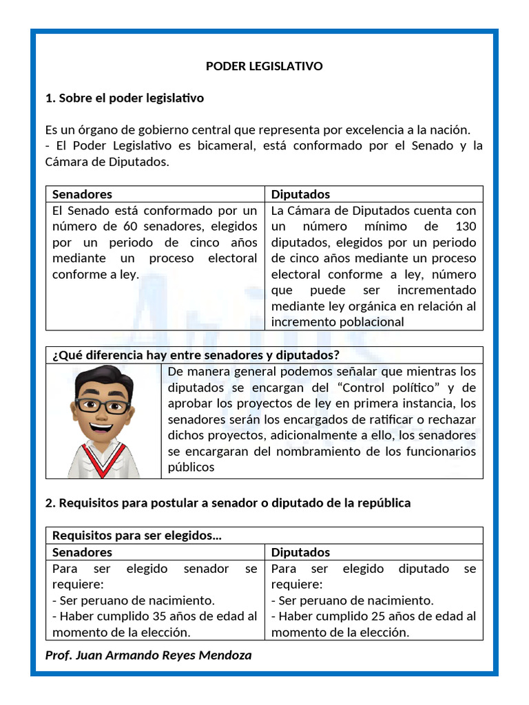Estructura y Funciones del Poder Legislativo | PDF | Legislador ...