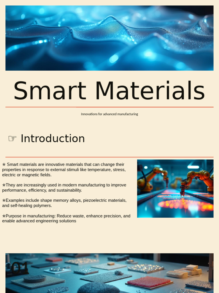 Smart Materials - Pptxseminar | PDF | Actuator | Shape Memory Alloy