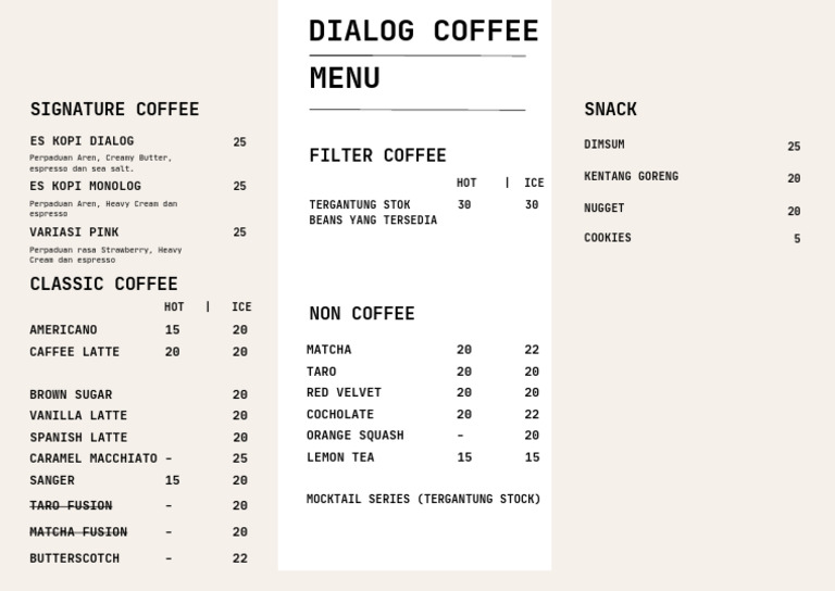 Coffee and Snack Menu Options | PDF