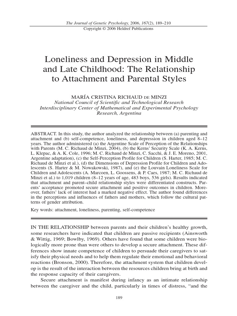 Parenting, Attachment, and Child Depression | PDF | Attachment Theory ...