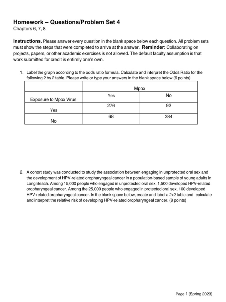 Homework Questions Problem Set 4 SP23 | PDF