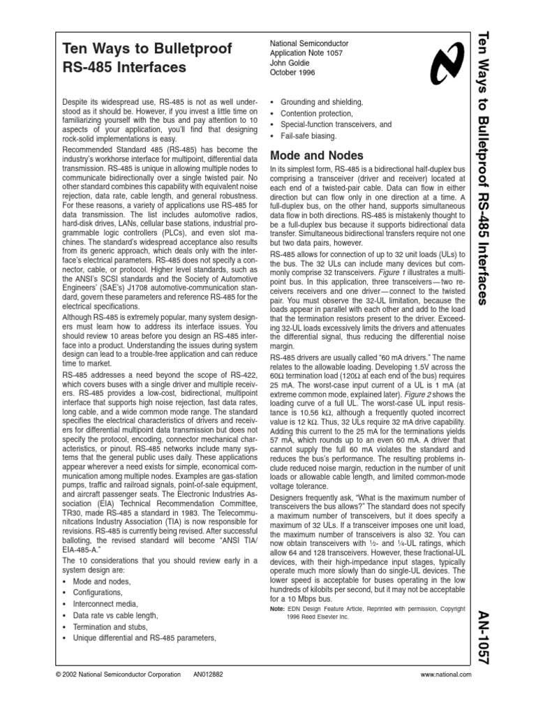 Bulletproofing RS-485 Interfaces | PDF | Information And Communications ...