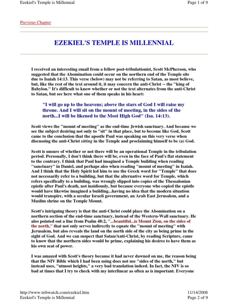 Ezekiels Temple Is Millenial | PDF | Temple In Jerusalem | Temple Mount