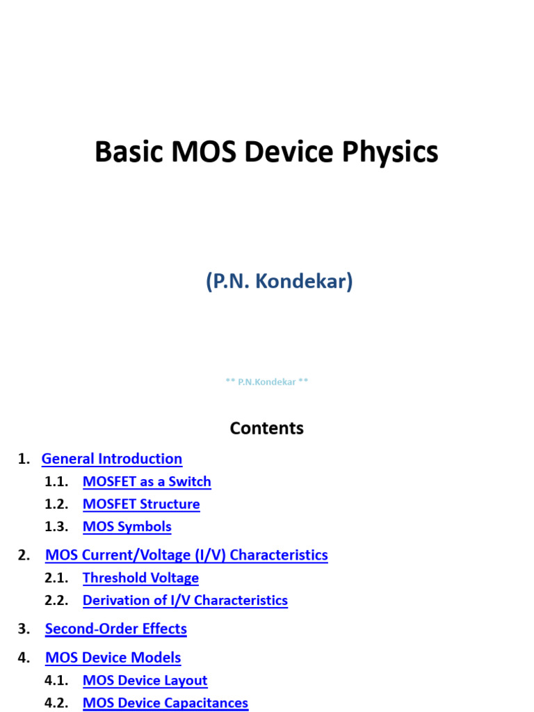 MOSFET Device Physics Overview | PDF | Mosfet | Field Effect Transistor