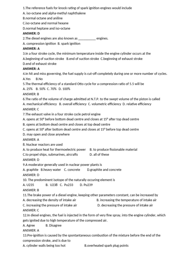 Engine Types and Performance Metrics | PDF | Diesel Engine | Internal ...