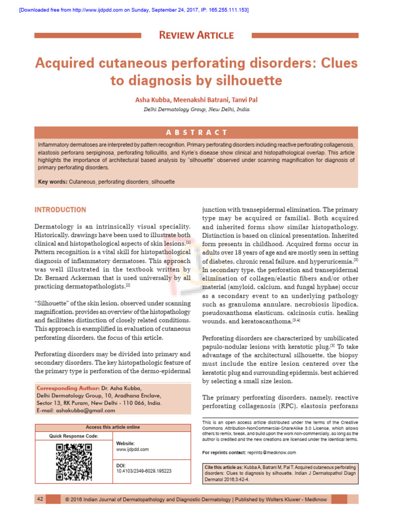 Acquired Cutaneous Perforating Disorders 2016 | PDF | Epidermis ...