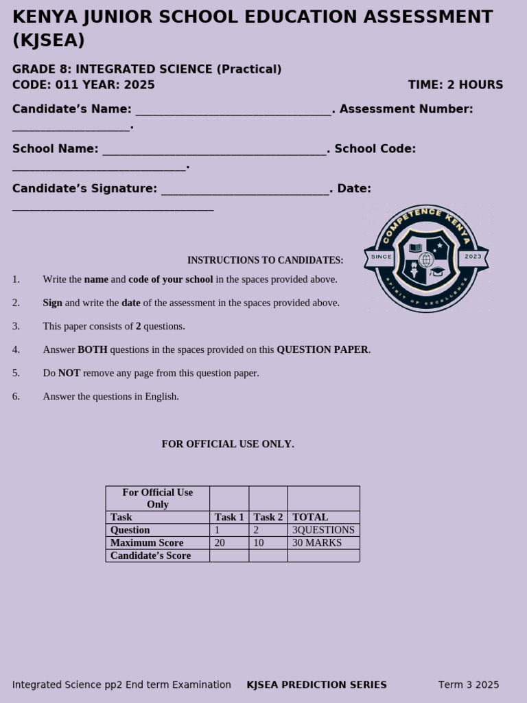 Grade 8 Integrated Science Pp2 | PDF | Volume | Water