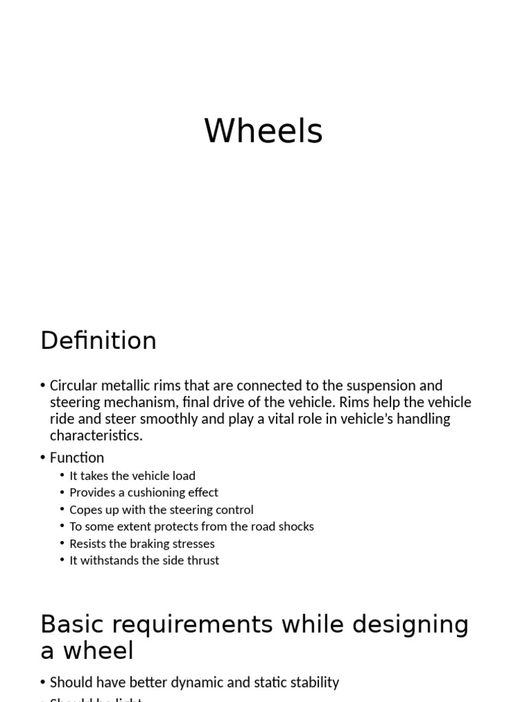 Types and Functions of Vehicle Wheels | PDF | Wheel | Tire