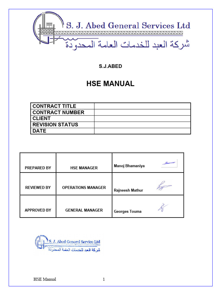 HSE Manual Overview and Guidelines | PDF | Occupational Safety And ...