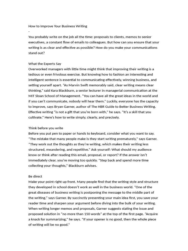 Enhance Your Business Writing Skills | PDF | Human Communication