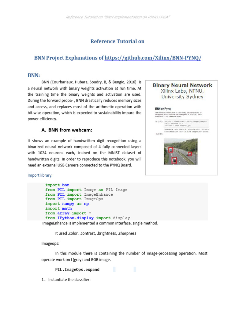 BNN Implementation Guide for Image Recognition | PDF | Computing ...