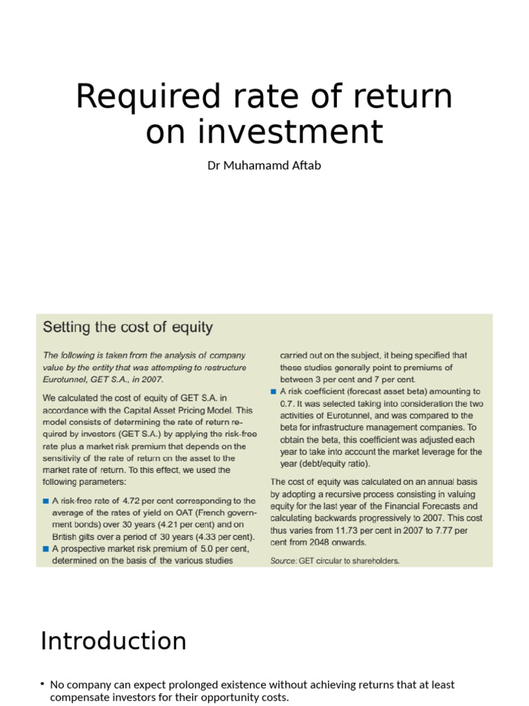 Required Rate of Return On Investment | PDF | Capital Asset Pricing ...