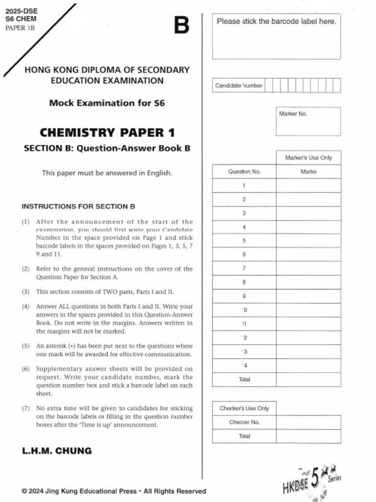 2025 Jing Kung Chem Paper 1B | PDF