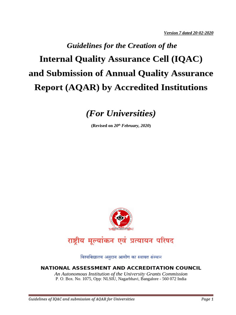 IQAC Creation and AQAR Submission Guidelines | PDF | Educational ...