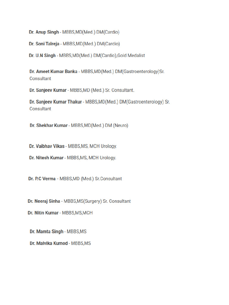 Doctors List | PDF