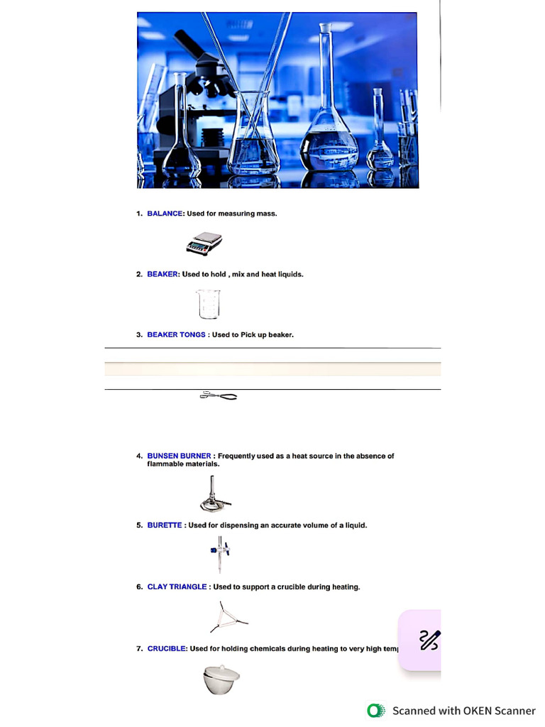 Common Lab Apparatus and Uses | PDF