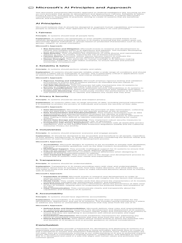 Microsoft's Responsible AI Principles | PDF | Artificial Intelligence ...