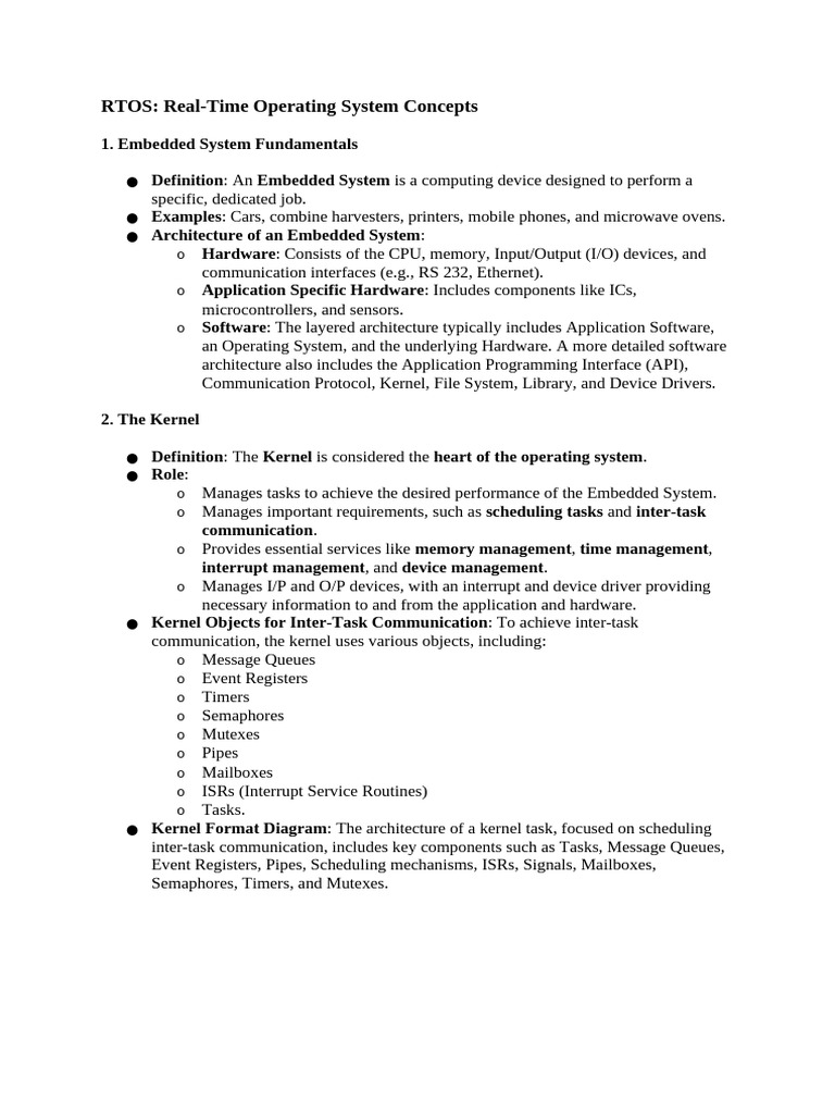 RTOS Concepts for Embedded Systems | PDF | Operating System ...