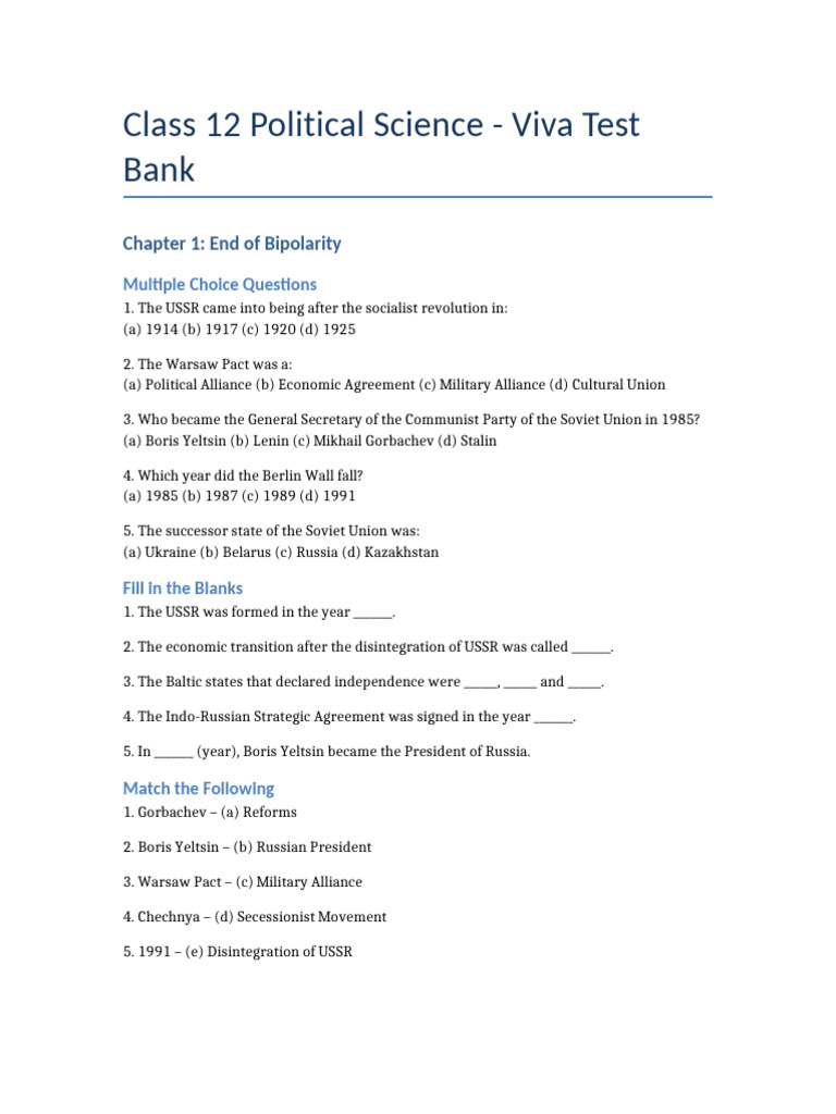 Political Science Viva Test | PDF