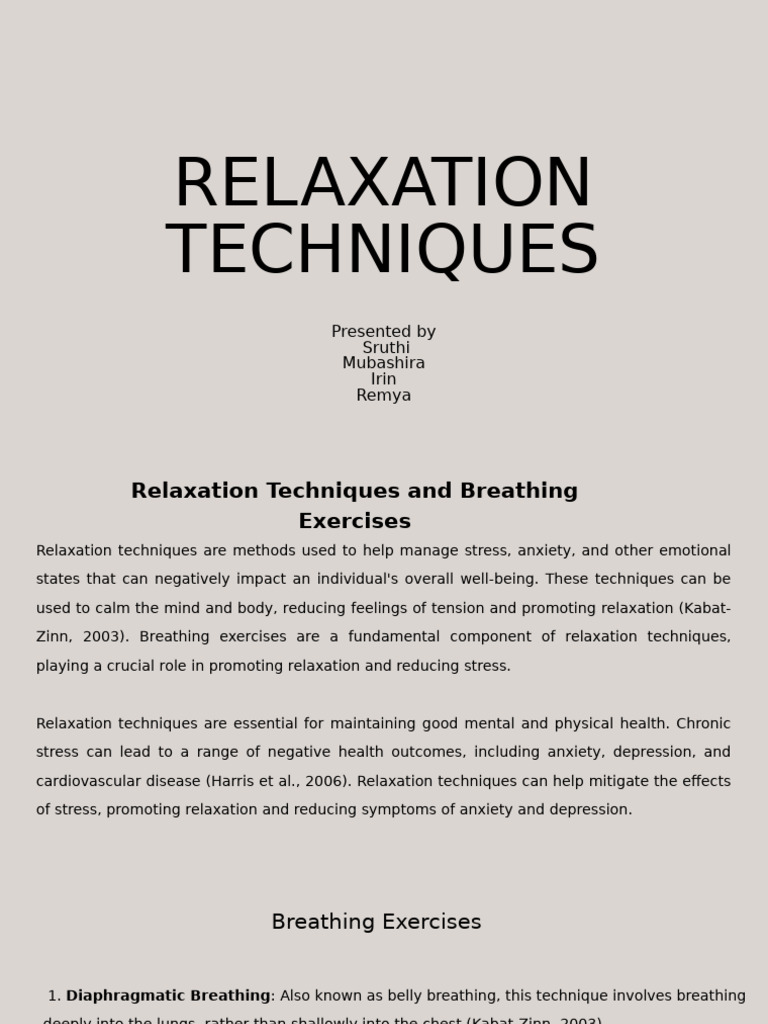 Effective Relaxation Techniques Guide | PDF | Relaxation (Psychology ...