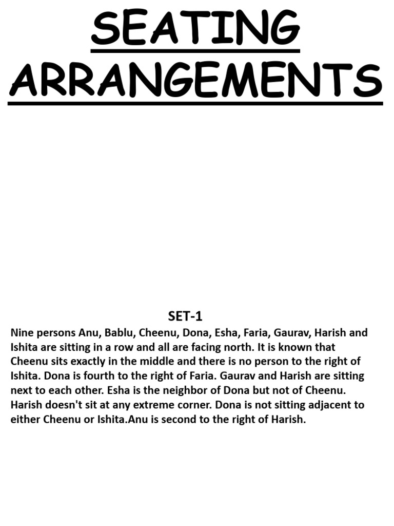 Seating Arrangements and Puzzles | PDF | Chess | Chess Openings