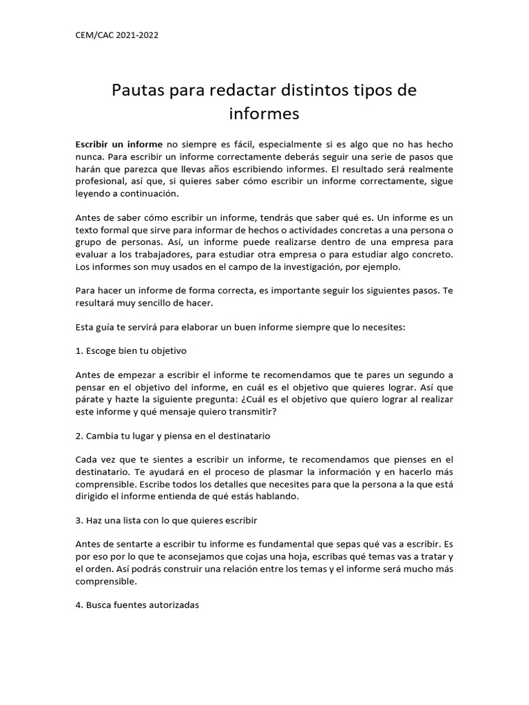 Guía para Escribir Informes Efectivos | PDF | Sumario abstracto)