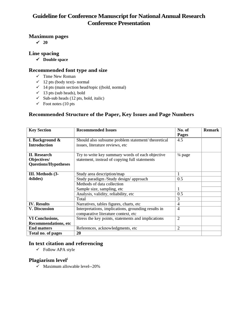 Conference Manuscript Submission Guidelines | PDF