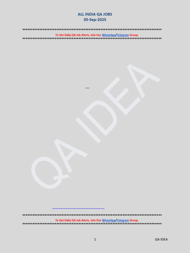 All India Qa Jobs - 05 Sep 2025 | PDF | Software Testing | Software ...