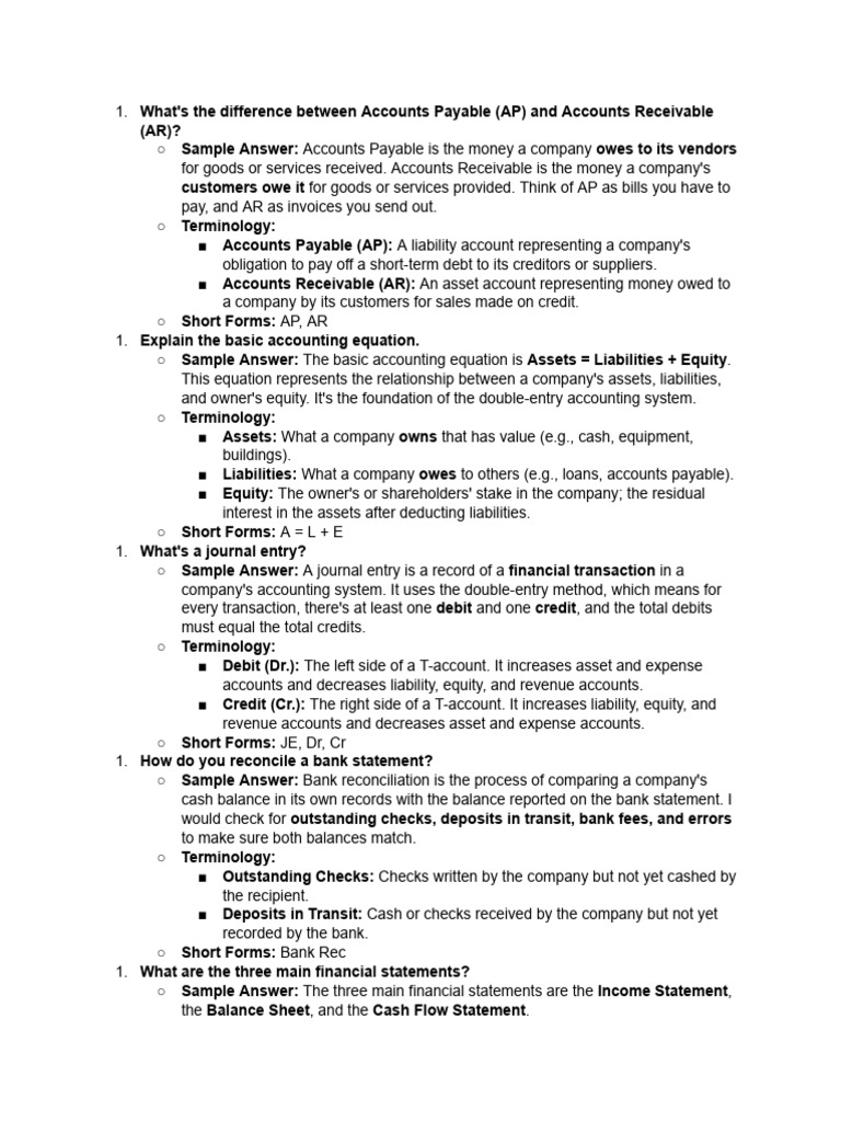 Provide Me 50 Account Interview Questions and Thei... | PDF | Debits ...