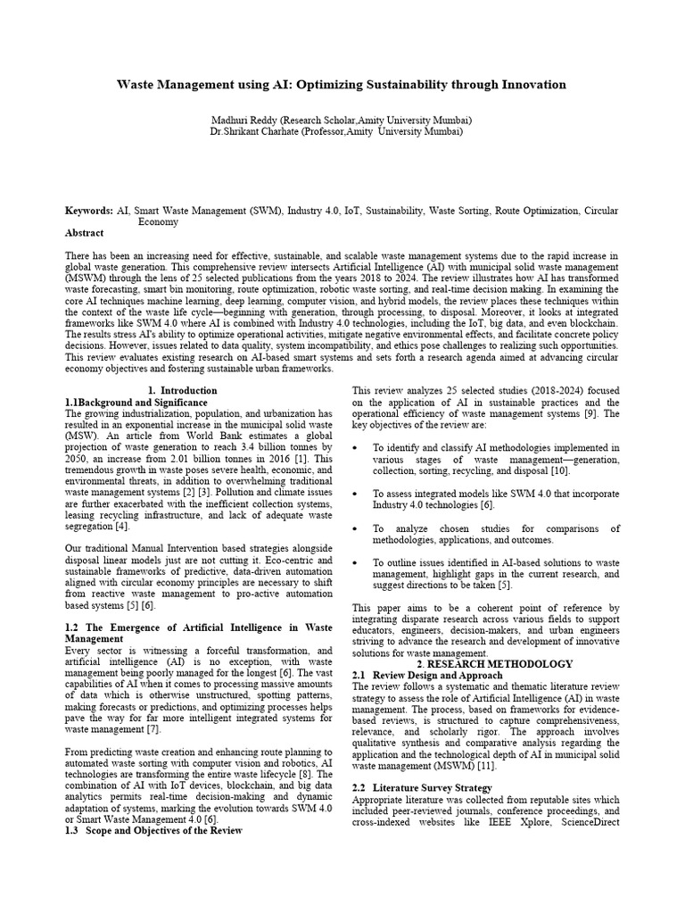 AI Innovations in Sustainable Waste Management | PDF | Artificial ...