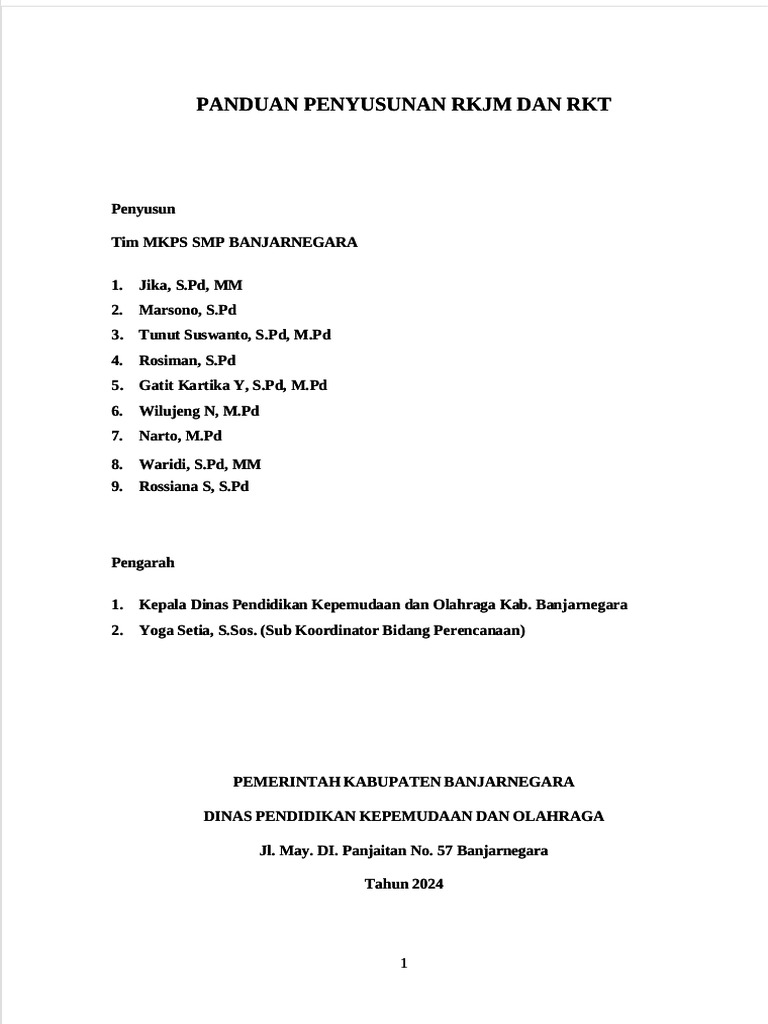 Panduan RKJM dan RKT Sekolah 2024 | PDF