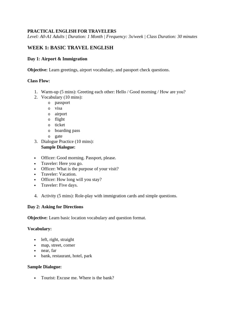 Travel English Course for Beginners | PDF | Waiting Staff