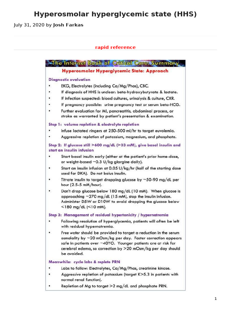 Understanding Hyperosmolar Hyperglycemic State | PDF | Hyperglycemia ...